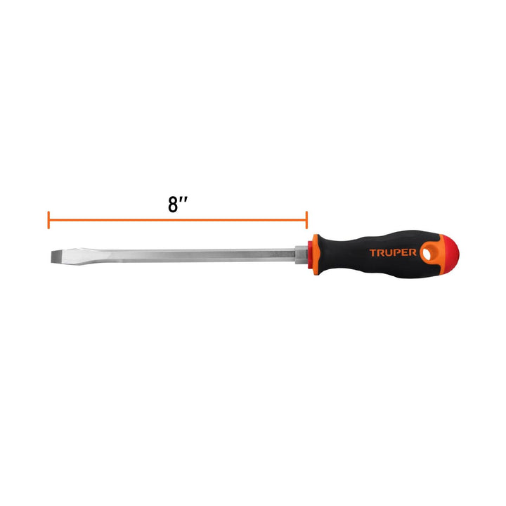 Desarmador plano 3/8" x 8" mango Comfort Grip, Truper - Mundo Tool 