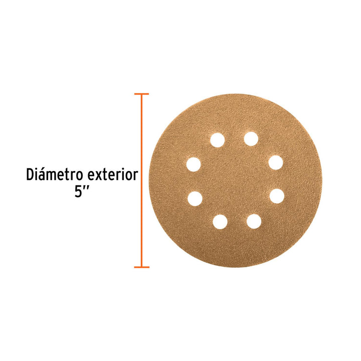 Caja con 5 discos de lija 5' grano 150 lijadora roto- orbita - Mundo Tool 