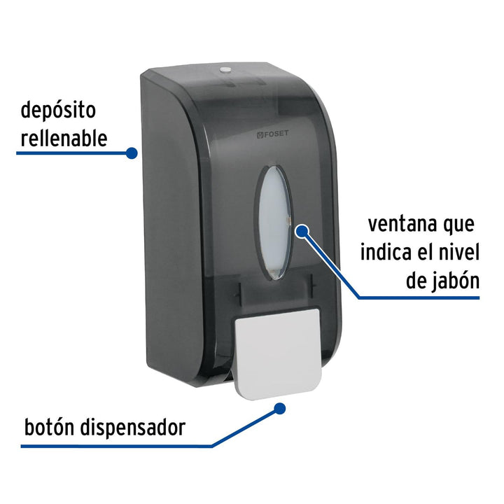 Dosificador de ABS para jabón líquido, humo, Foset - Mundo Tool 