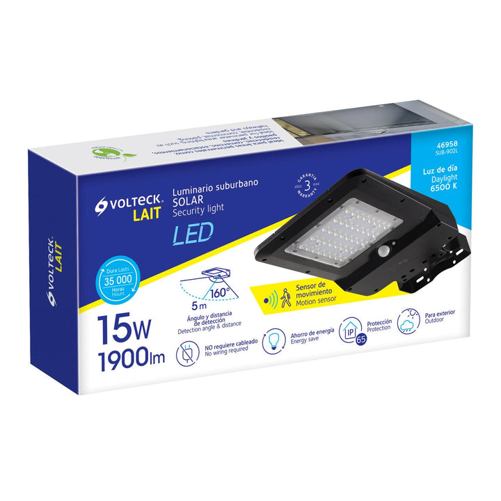 Luminario suburbano de LED 15 W con panel solar, Volteck - Mundo Tool 