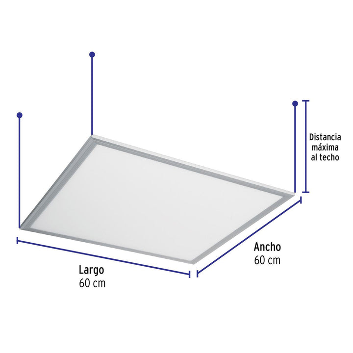 Panel delgado colgante de LED 45 W 60 x 60 cm luz de día - Mundo Tool 