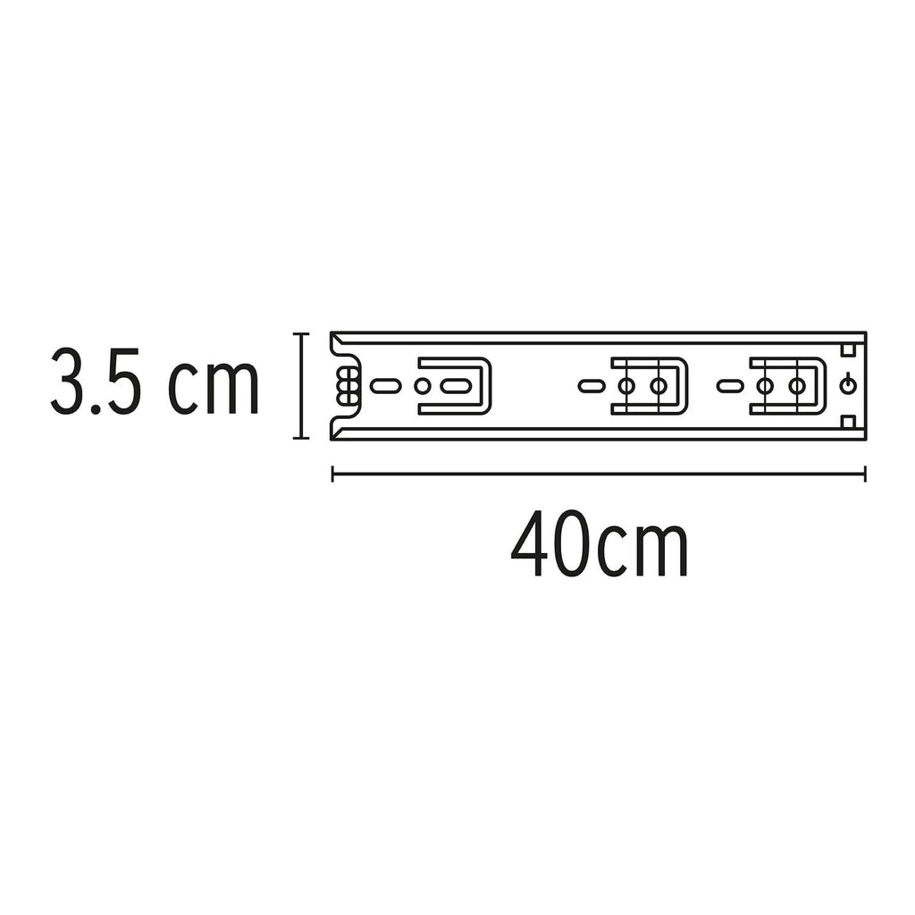 Corredera de extensión total 35mm, para cajón, 40cm, 2 pzas Hermex