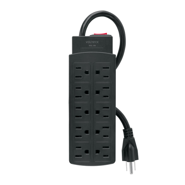 Multicontacto de uso rudo con 10 entradas, negro, VOLTECK - Mundo Tool 