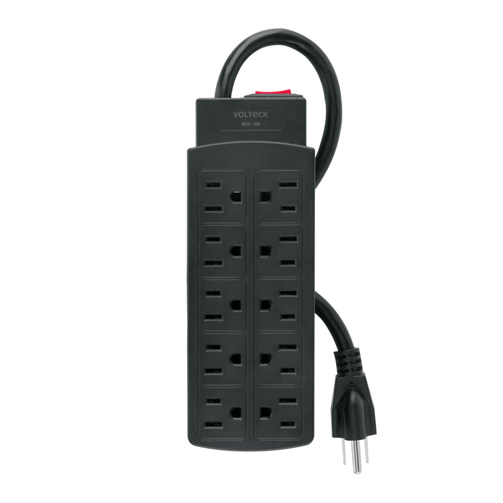 Multicontacto de uso rudo con 10 entradas, negro, VOLTECK - Mundo Tool 