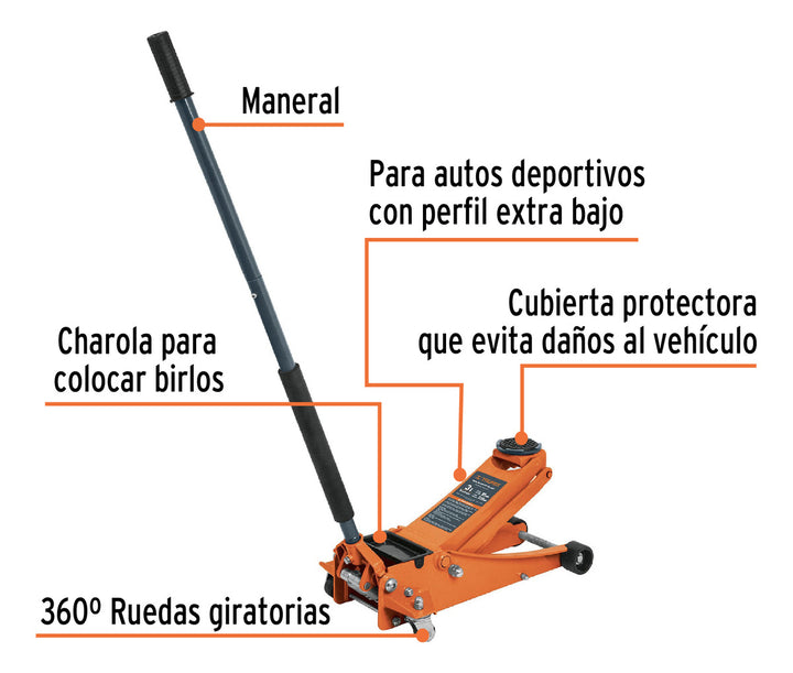 Gato De Patin Profesional 3 Toneladas Elevacion Rapida - Mundo Tool 