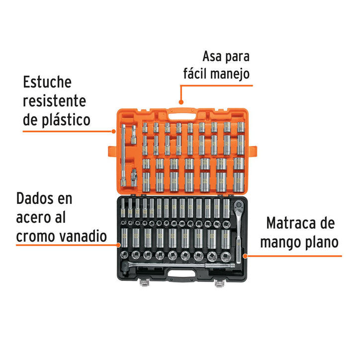 Juego de 83 herramientas cuadro 1/2" std y mm para mecánico - Mundo Tool 