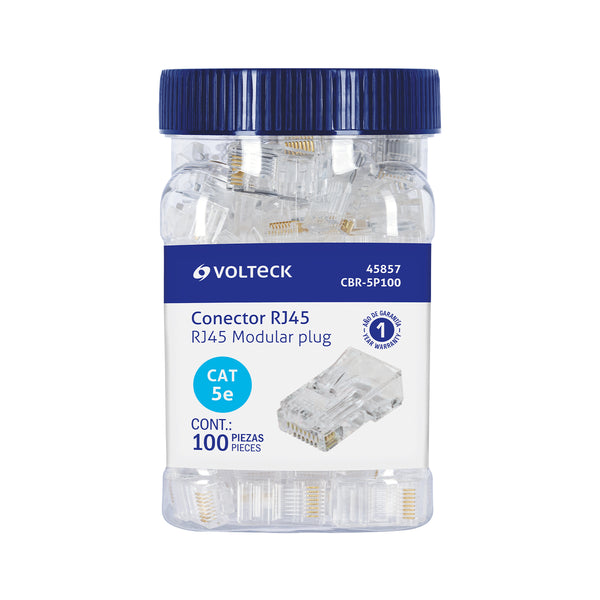 Plug RJ45 CAT5E, Bote con 100 piezas, VOLTECK - Mundo Tool 