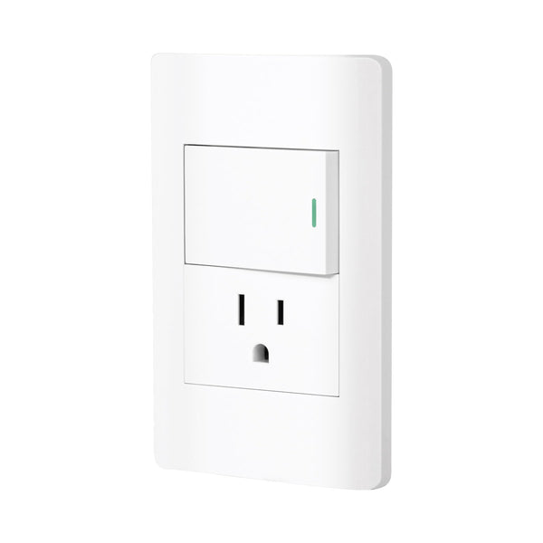 Volteck PA-APCO15-LB, Placa armada blanca 1 interruptor sencillo y 1 contacto 2 polos + tierra línea Lisboa - Mundo Tool 