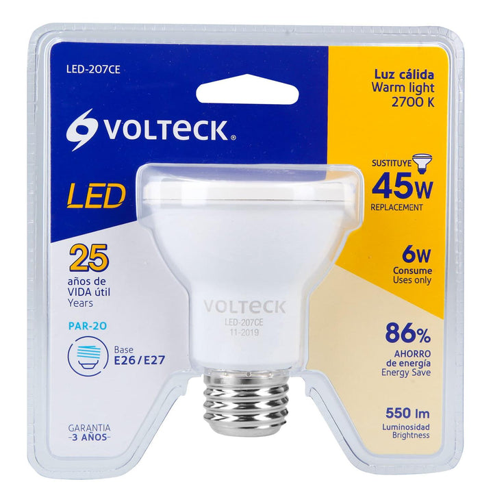 Lámpara De Led Par 20 7 W Luz Cálida Volteck - Mundo Tool 