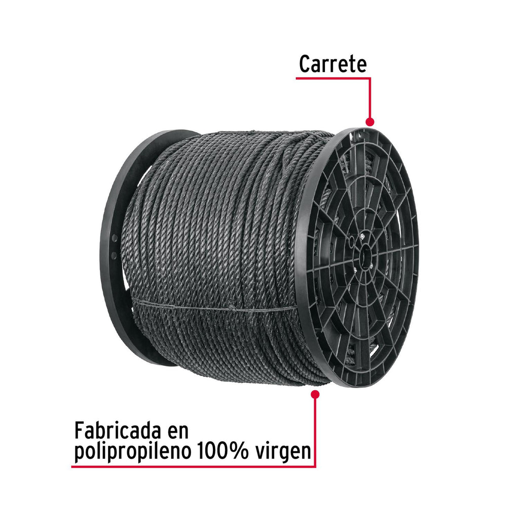 Cuerda negra de polipropileno 10 mm, carrete 20kg - Mundo Tool 