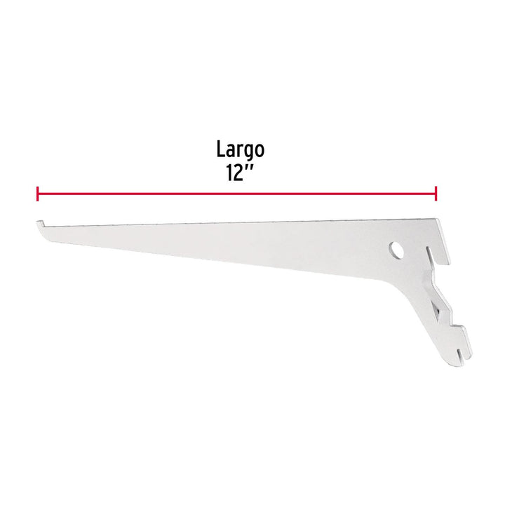 Ménsula plana blanca para cremallera sencilla, 30cm, Fiero. 1 pza - Mundo Tool 