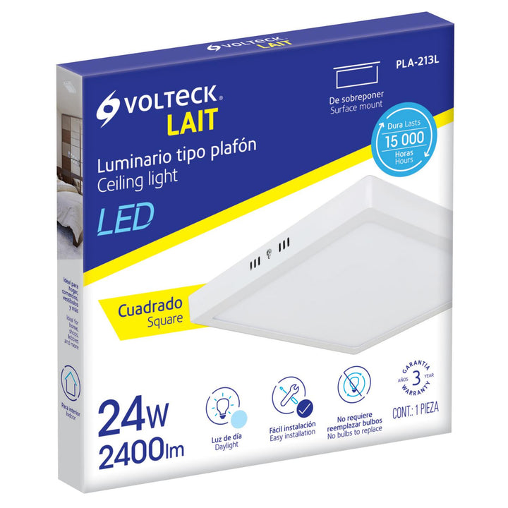 Luminario Plafón Cuadrado 24w 6500k Led Volteck - Mundo Tool 