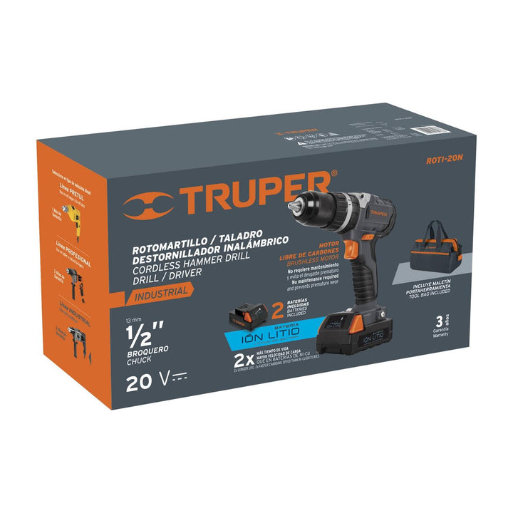 Rotomartillo inalámbrico, industrial, batería ion litio,20 V Truper - Mundo Tool 