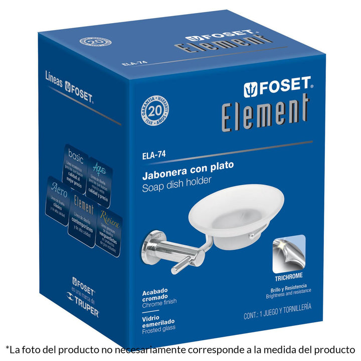 Jabonera Con Plato De Vidrio Satinado Linea Element - Mundo Tool 