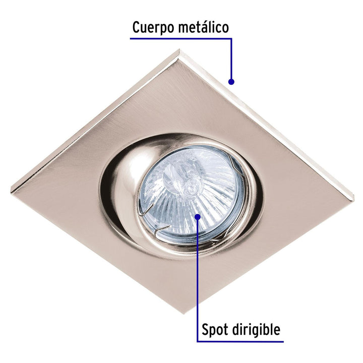 Luminario cuadrado satín spot esférico, lámpara no incluida - Mundo Tool 