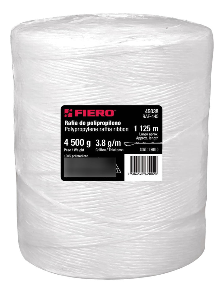 Rafia Color Blanco, Calibre 3.8 G/m, 4.5 Kg Fiero. Rollo De - Mundo Tool 
