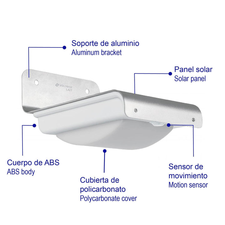 Arbotante Solar Con Sensor De Movimiento 16 Led - Mundo Tool 