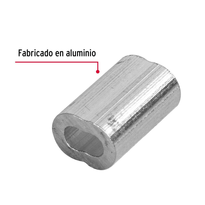 Bolsa con 50 casquillos dobles de aluminio, 1/16", Fiero - Mundo Tool 