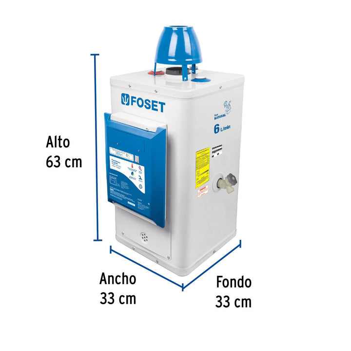 Calentador electrónico de paso 6 L 1 servicio gas natural - Mundo Tool 