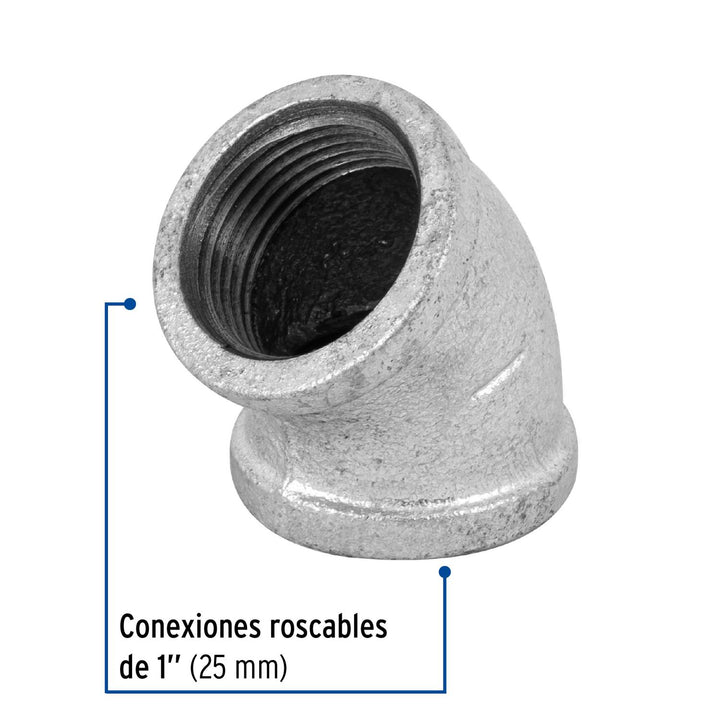 Codo 45° Galvanizado 1' Foset - Mundo Tool 