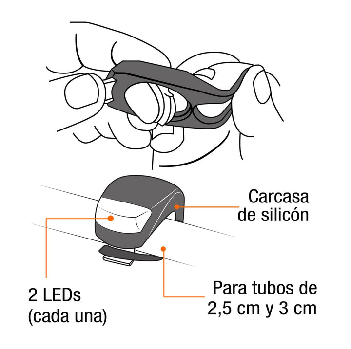 Linternas De Silicon Para Bicicleta 2 Piezas Pretul - Mundo Tool 