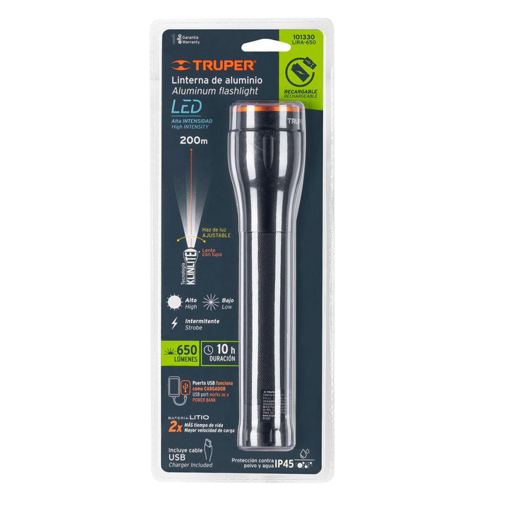 Linterna LED recargable, de aluminio, 420 lm, TRUPER - Mundo Tool 