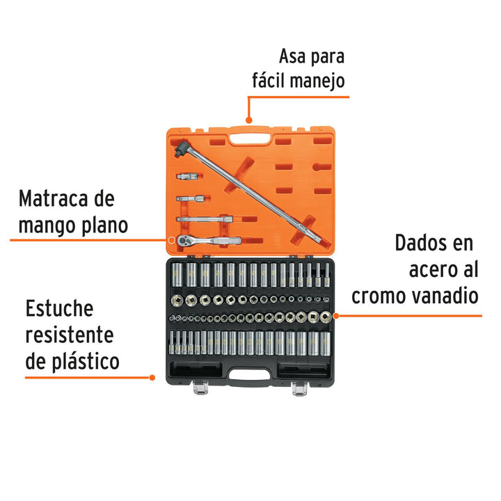 Juego de 73 herramientas cuadro 3/8" std y mm para mecánico - Mundo Tool 