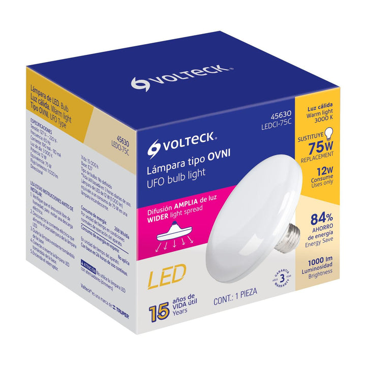 Lámpara de LED tipo OVNI 12W, luz cálida - Mundo Tool 