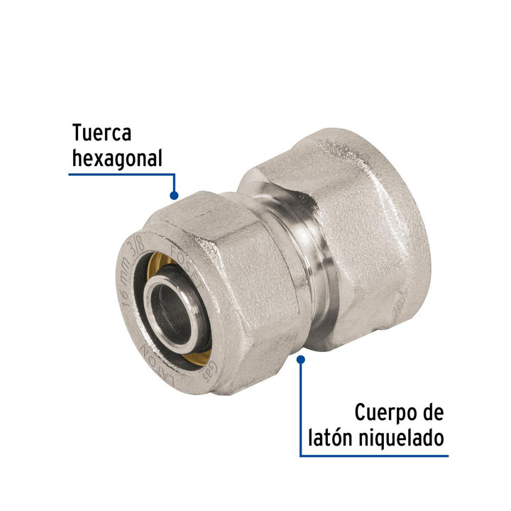 Conector para PEALPE, 3/8', con rosca hembra, Foset - Mundo Tool 