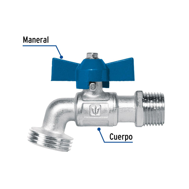 Llave esfera latón 1/2" 130 g s/adap - Mundo Tool 