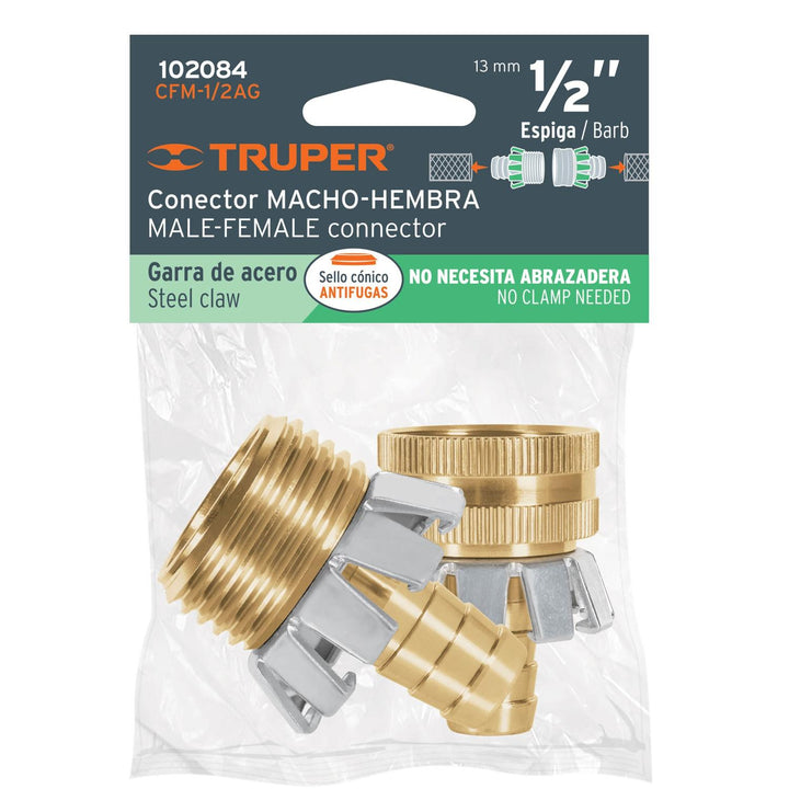 Conexiones de manguera con garra 1/2", macho y hembra - Mundo Tool 