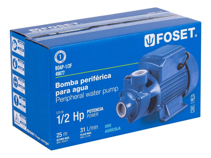 Bomba Para Agua Periférica Eléctrica1/2 Hp Foset - Mundo Tool 