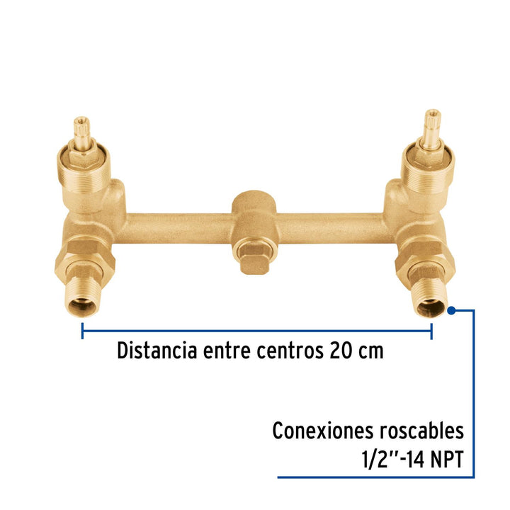 Mezcladora de bronce de empotrar, compresión, Foset - Mundo Tool 