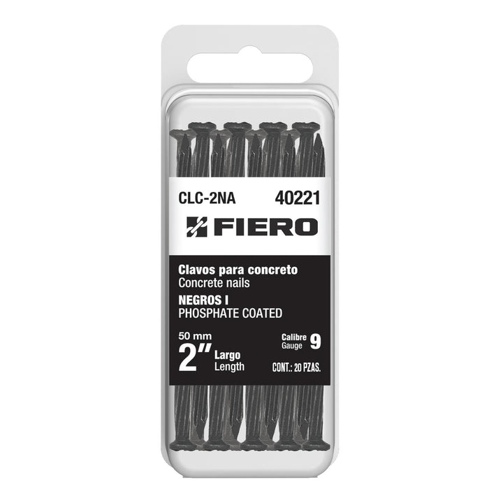 Blíster con 20 clavos negros para concreto 2", Fiero - Mundo Tool 