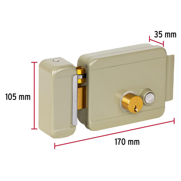 Cerradura electromecánica con botón, izquierda, Hermex - Mundo Tool 