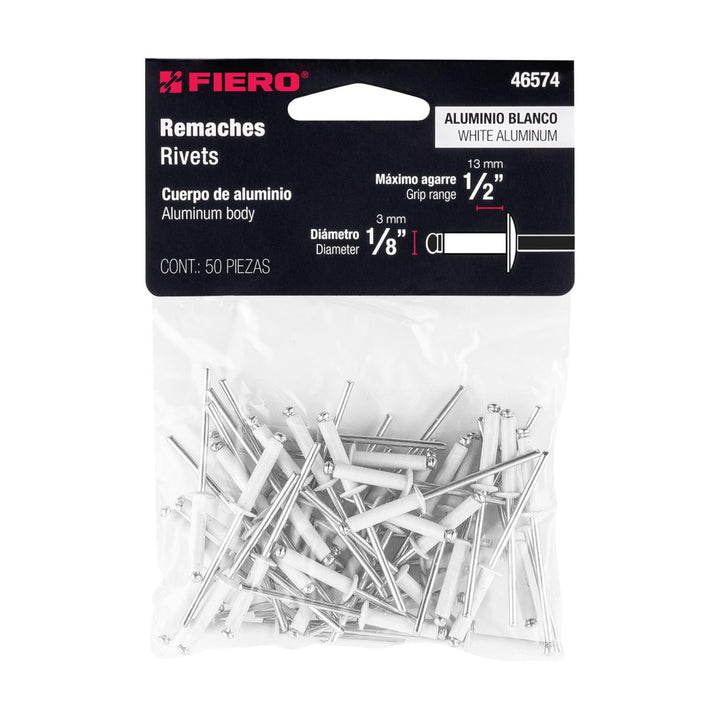 Remaches blancos, diámetro 1/8" - Mundo Tool 