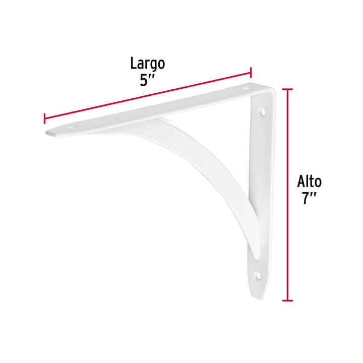 Ménsula reforzada blanca 5 x 7' diseño barra, Fiero. 1 pza - Mundo Tool 