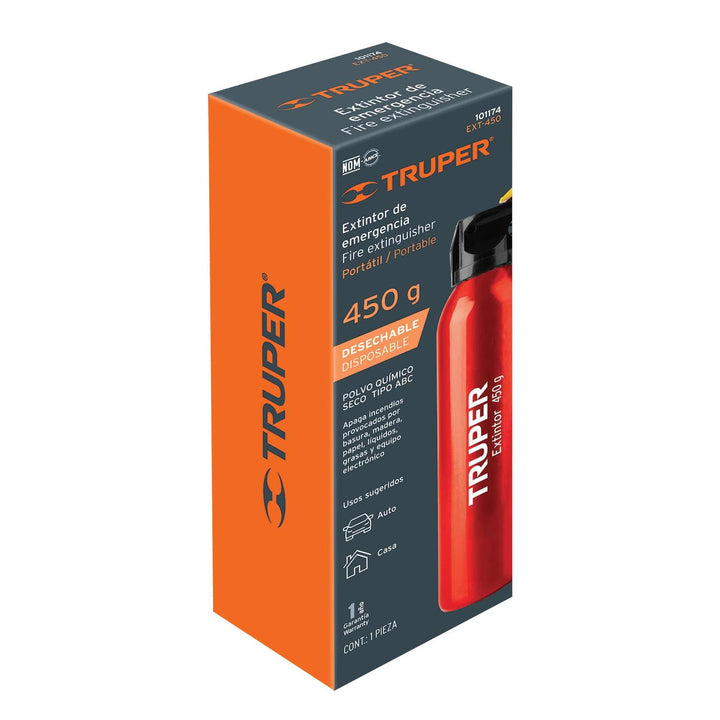 Extintor no recargable 450g polvo tipo ABC - Mundo Tool 