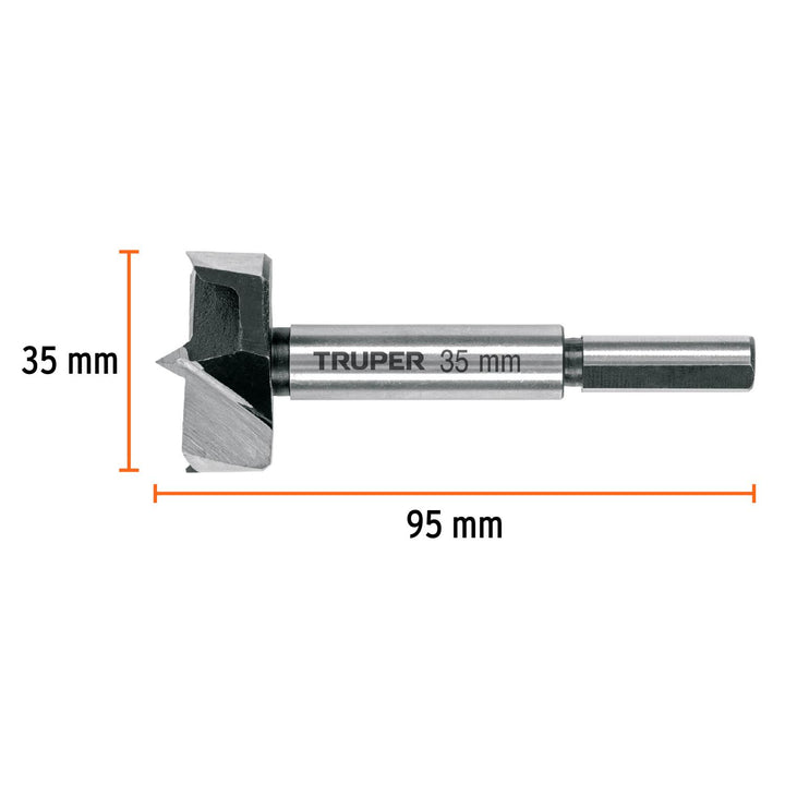 Broca forstner 35 mm para madera, Truper - Mundo Tool 