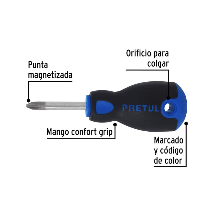 Desarmador Phillips 1/4x1-1/2" mango bicolor Pretul - Mundo Tool 