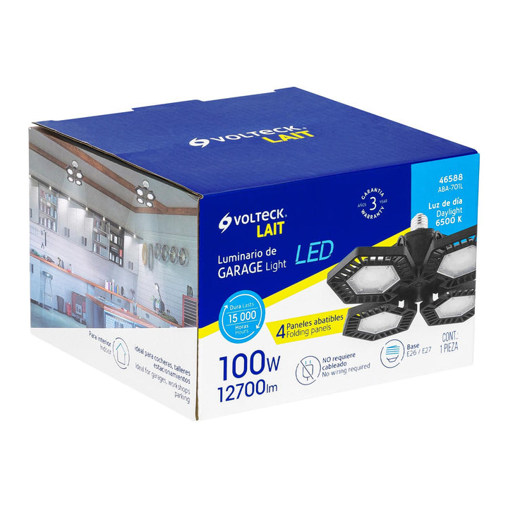 Luminario de LED 100 W, aluminio con 4 paneles abatibles - Mundo Tool 