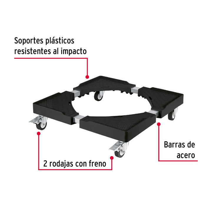 Base con ruedas ajustable para línea blanca, Fiero - Mundo Tool 