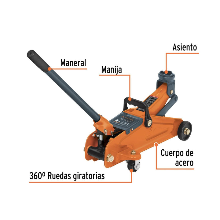 Gato hidráulico de patín, 2t, 30 movimientos, Truper - Mundo Tool 