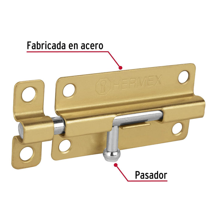 Pasador de barril de acero latón 4", Hermex - Mundo Tool 