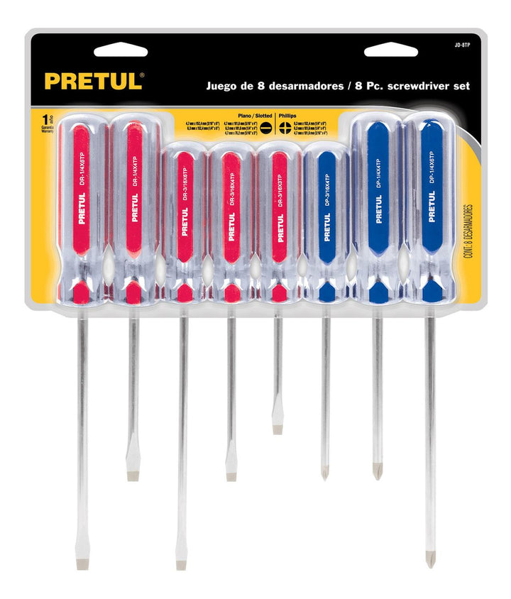 Juego De Desarmadores 8 Piezas Mango Pvc Pretul - Mundo Tool 