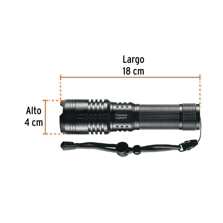 Linterna LED recargable, de aluminio,1,300 lm, TRUPER EXPERT - Mundo Tool 