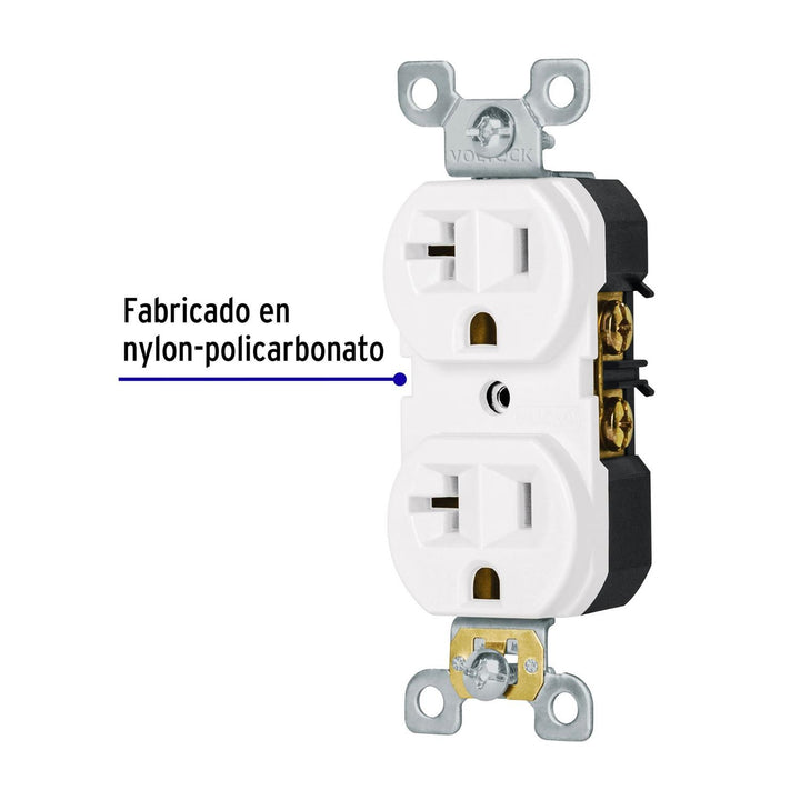 Contacto dúplex, 2 polos 3 hilos, 20 A, Standard, blanco - Mundo Tool 