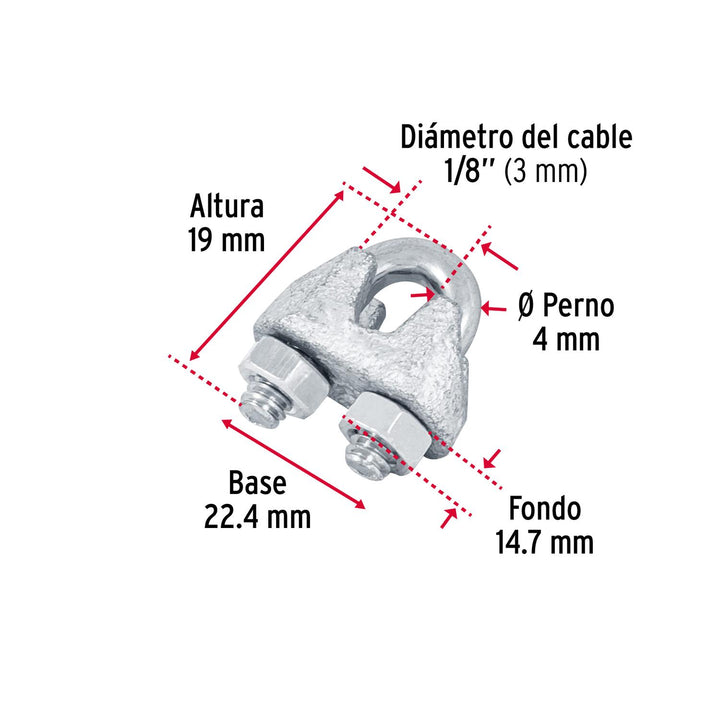 Nudo Para Cable De 1/8' Tarjeta Con 2 Pzas Fiero - Mundo Tool 