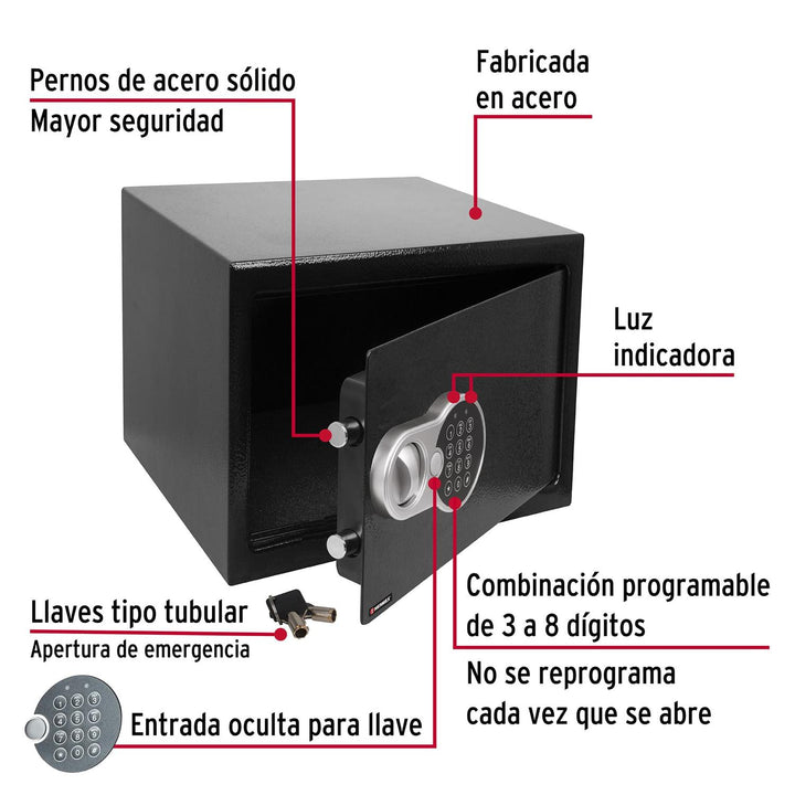 Caja De Seguridad Electrónica 35 Cm 21 Litros Hermex - Mundo Tool 