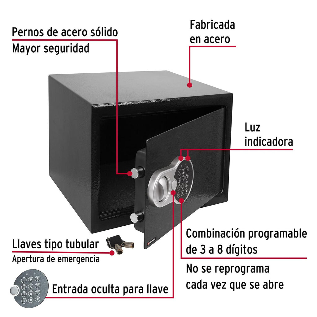 Caja De Seguridad Electrónica 35 Cm 21 Litros Hermex
